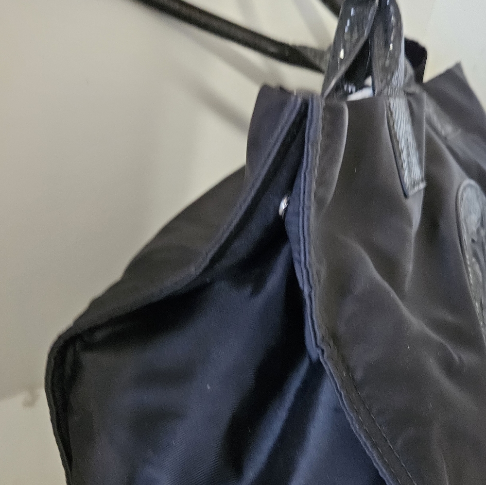 LikeNew!Tory Burch XXL Black Nylon and snake leather Tote bag - Picture 6 of 12